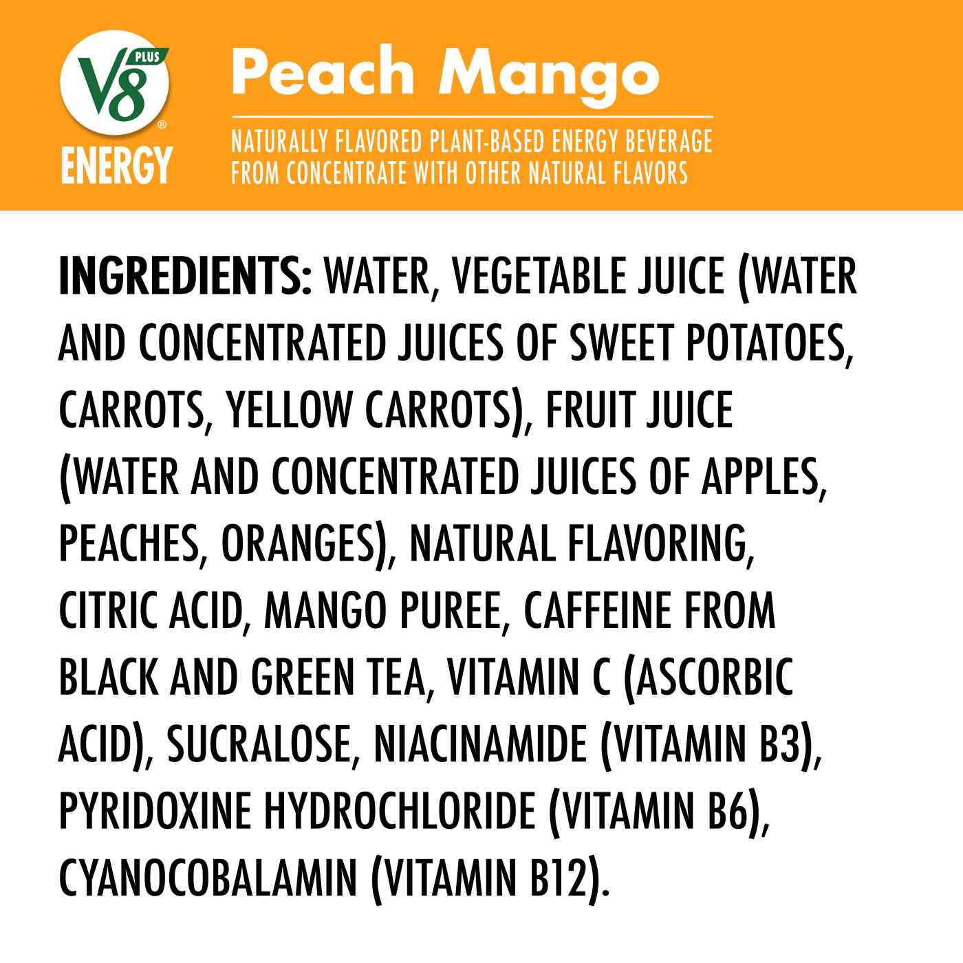 V8 +Energy Peach Mango Juice Energy Drink; image 7 of 8