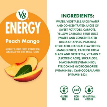 V8 Energy Peach Mango Drink 6 pk Cans