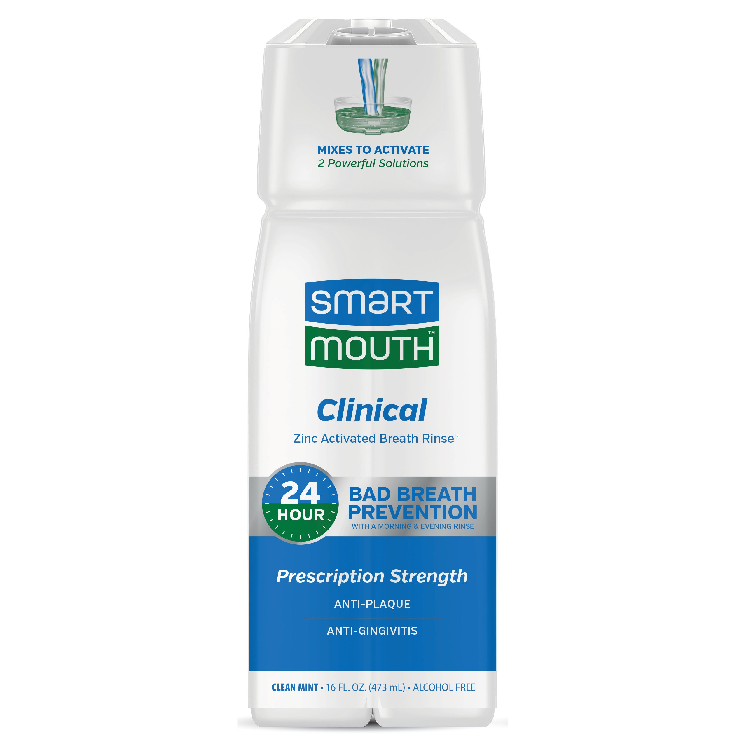 Smart Mouth Clinical Alcohol Free 24 Hour Mouthwash Clean Mint Shop