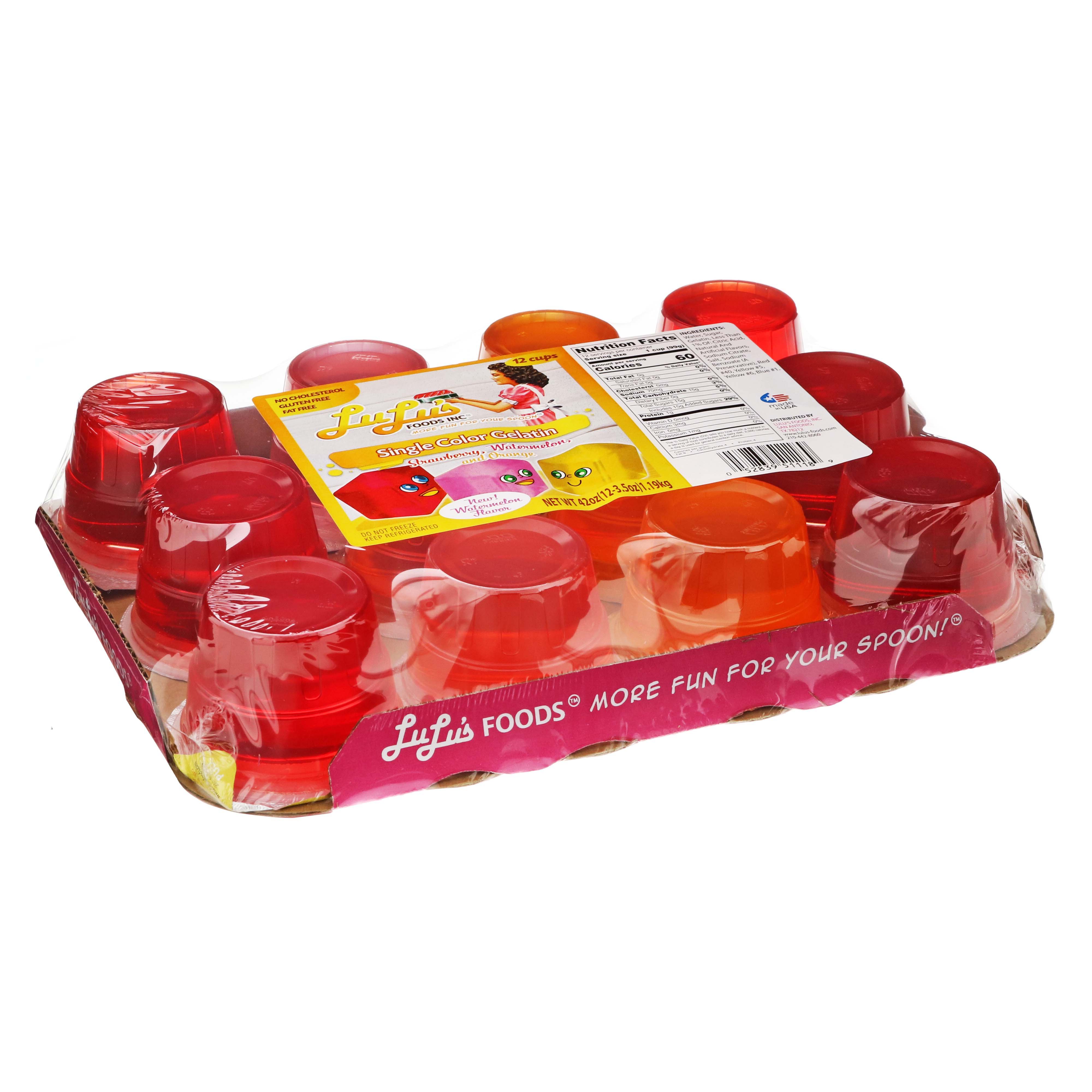 Lulu's Dessert Assorted Single Color Gelatin, 12 ct