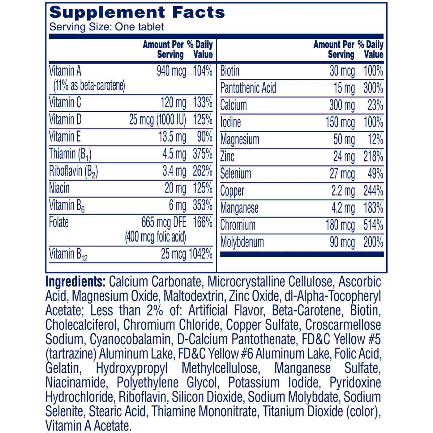One A Day Women's Multivitamin/Multimineral Supplement 50+ Healthy Advantage Tablets; image 4 of 5