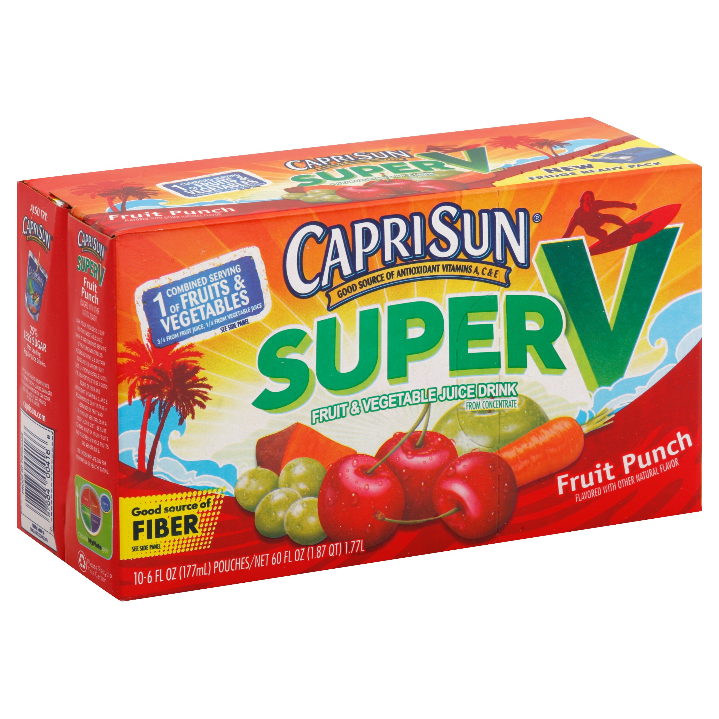 Capri Sun Super V Fruit & Vegetable Fruit Punch Juice Drink 6 oz ...