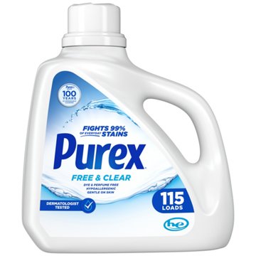 Purex Free & Clear HE Liquid Laundry Detergent, 115 Loads