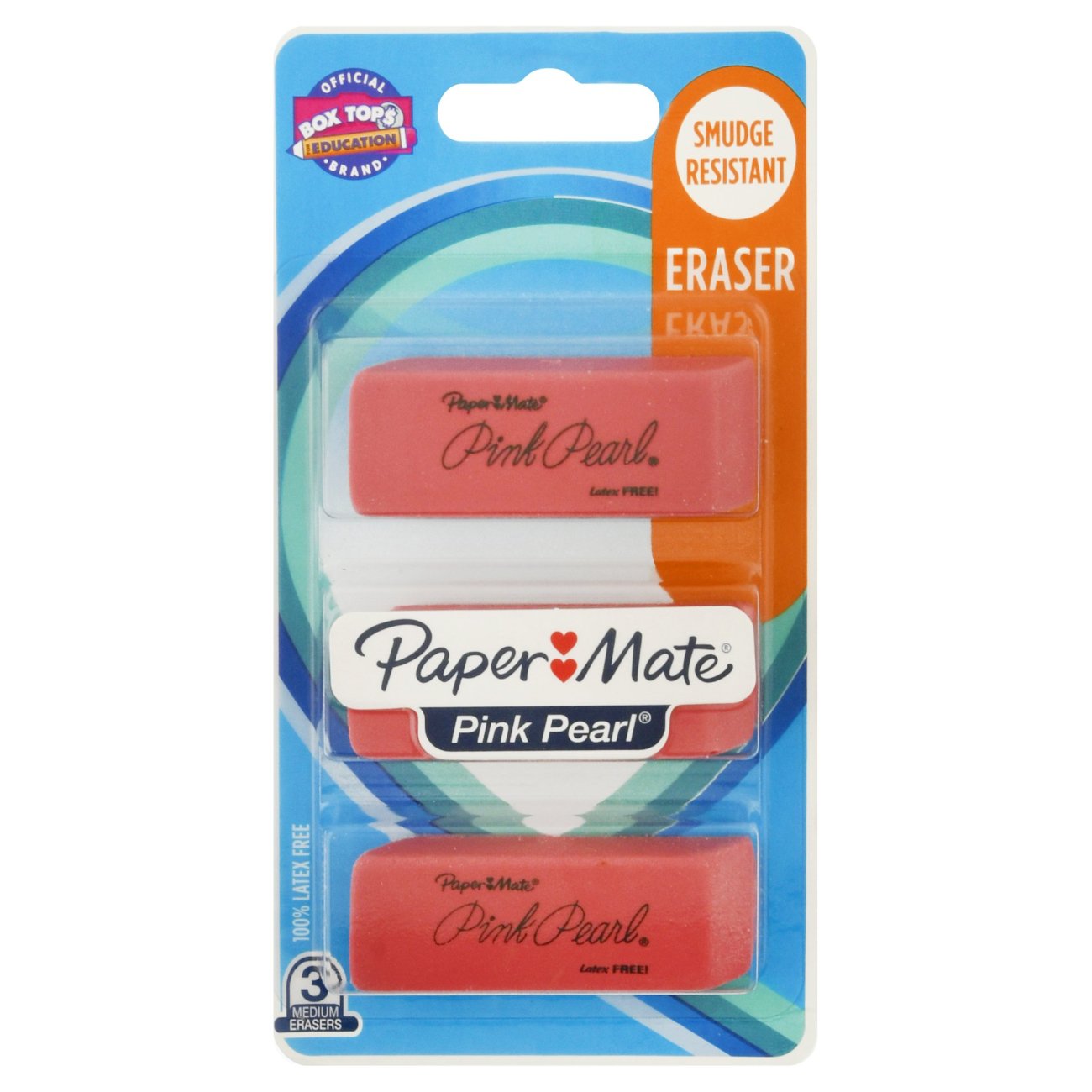 100% Latex Free Pink Pearl Eraser Smudge Resistant Eraser Set 3 paper mate 
