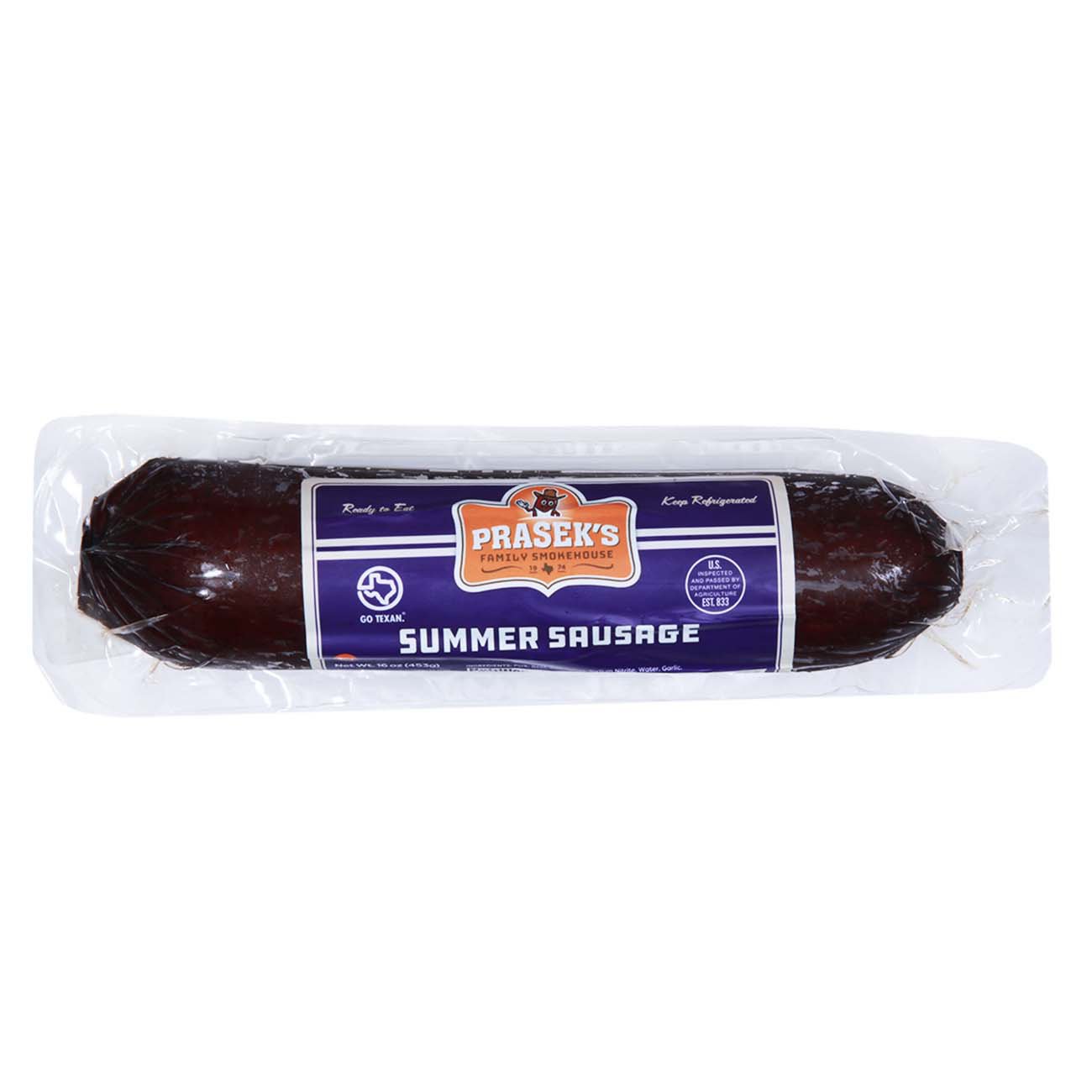 Prasek's Smokehouse Dried Pork & Beef Jalapeño Sausage