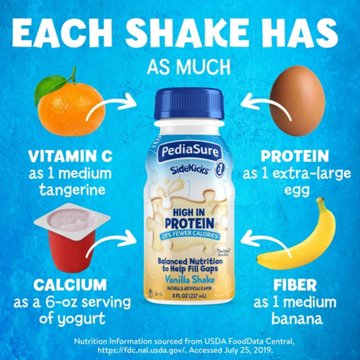 PediaSure SideKicks 10g Protein Nutrtional Shake for Kids - Vanilla, 8 oz Bottles, 6 pk