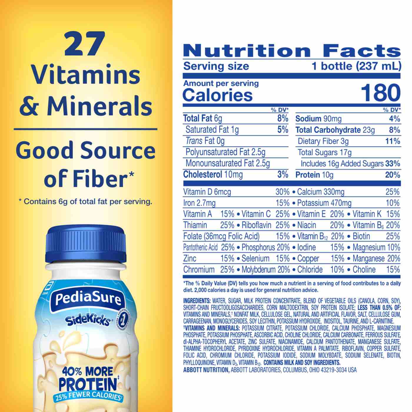 PediaSure SideKicks 10g Protein Nutrtional Shake for Kids - Vanilla, 8 oz Bottles; image 7 of 9