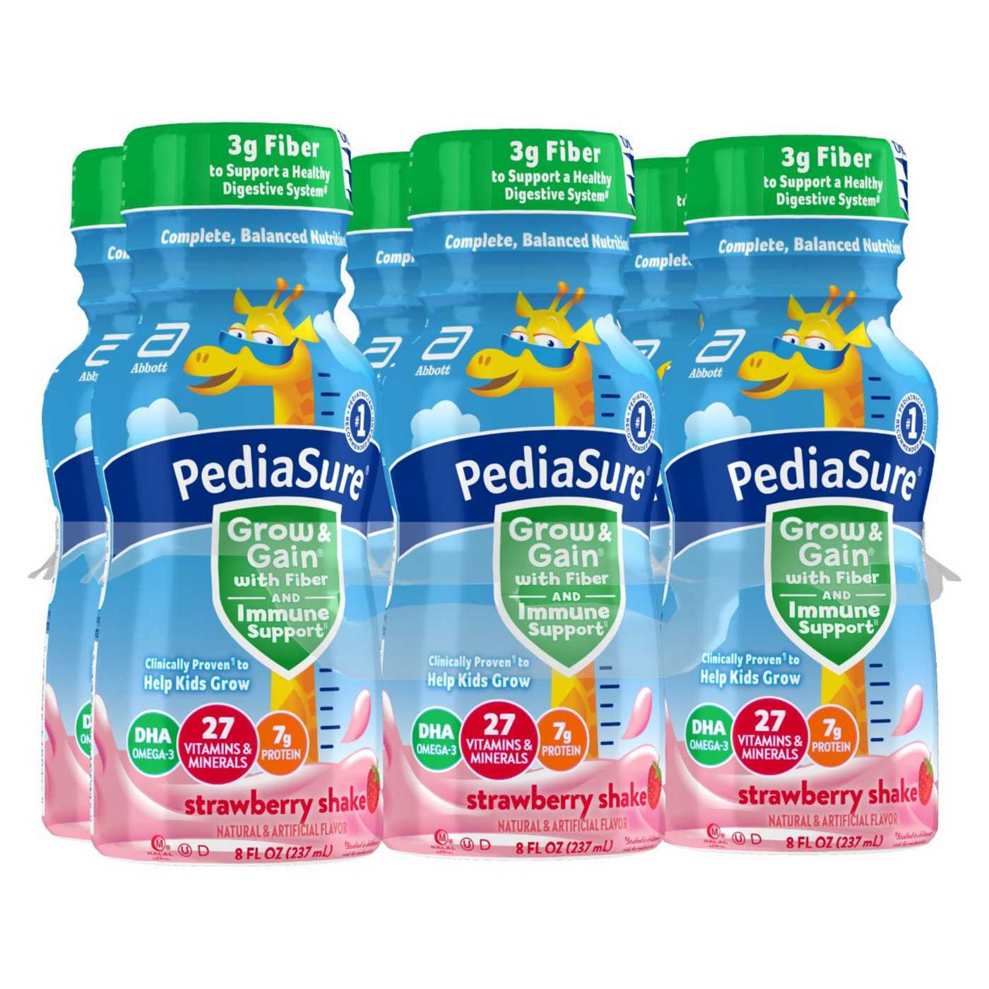 PediaSure Grow & Gain with Fiber + Immune Support Shake - Strawberry; image 2 of 10