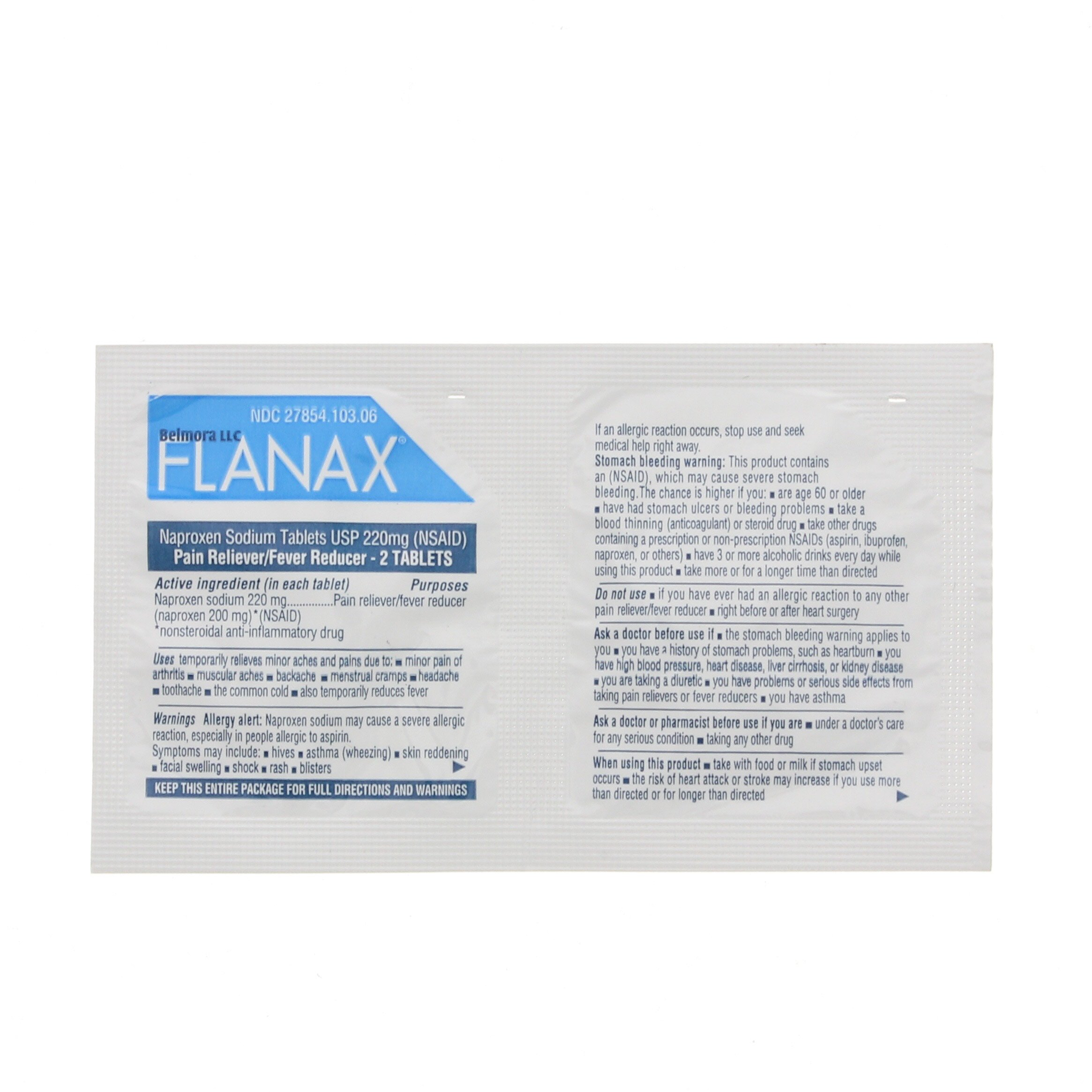 Flanax Naproxen Sodium 220 mg Pain Reliever/Fever Reducer Tablets