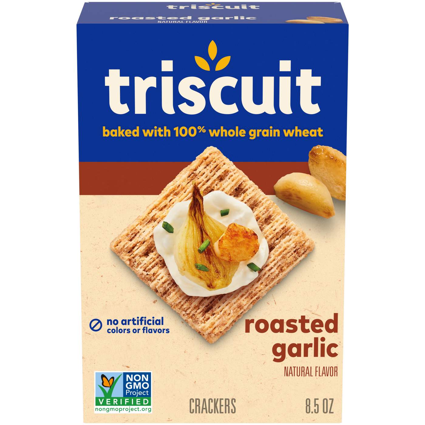 Triscuit Roasted Garlic Whole Grain Wheat Crackers; image 1 of 9