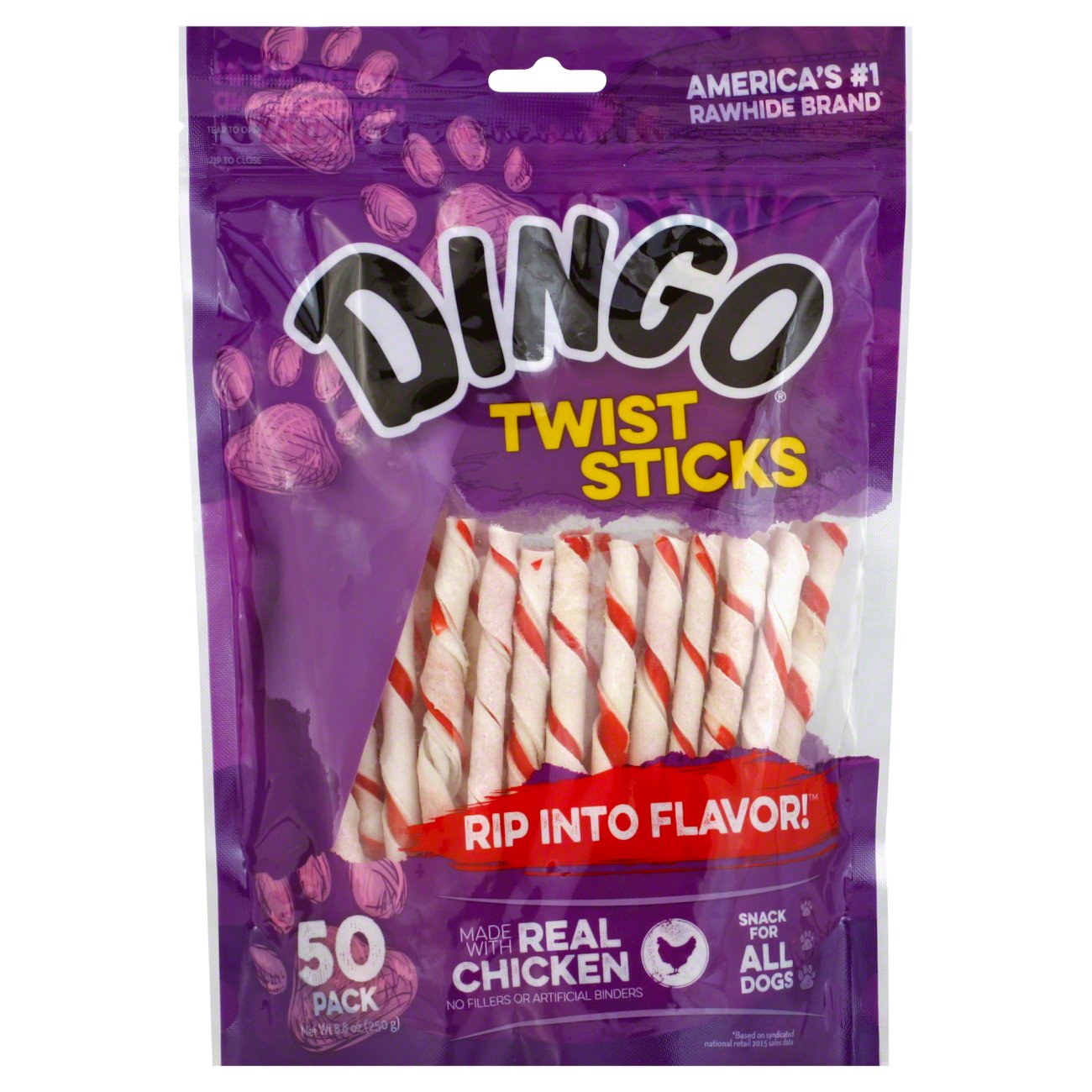 Dingo Chicken in the Middle! Rawhide Chew with Chicken Twist Sticks ...