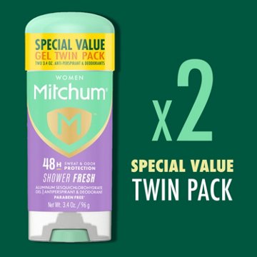 Mitchum For Women Power Shower Fresh Anti-Perspirant & Deodorant Gel Twin Pack, 6.8 oz
