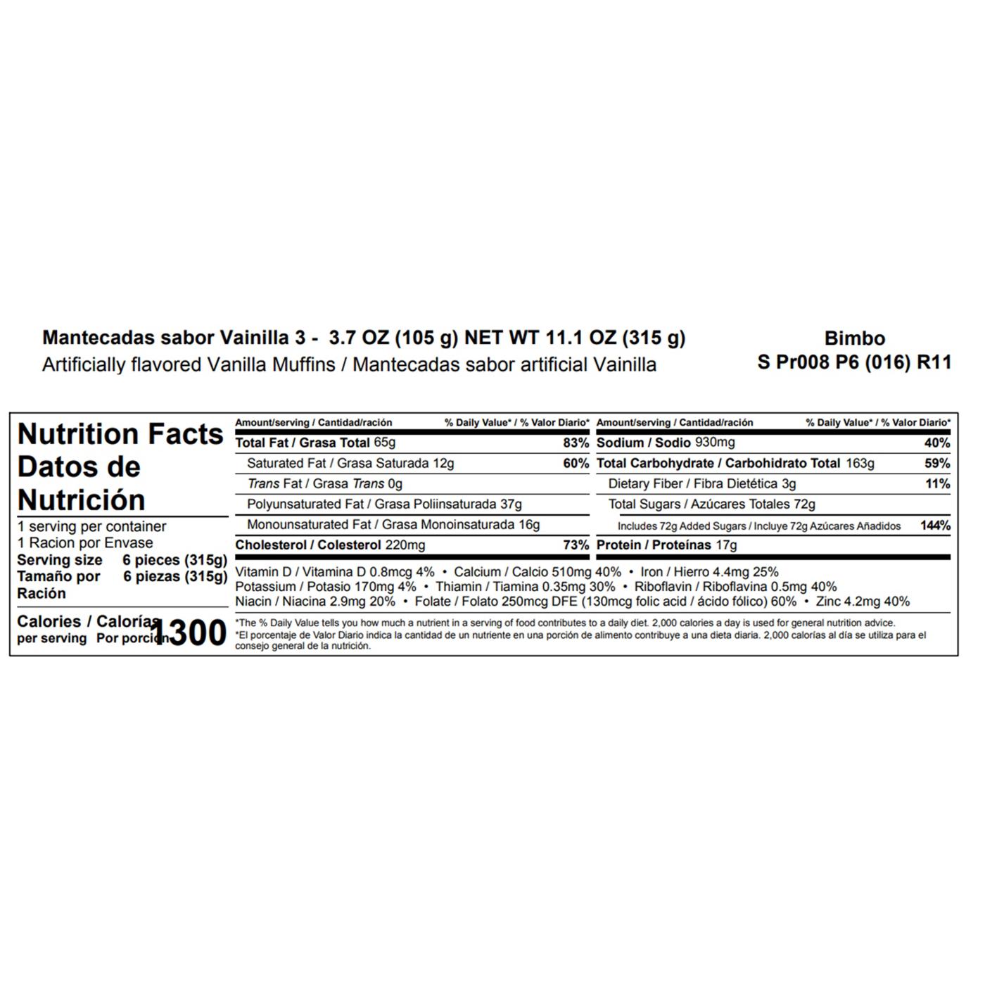 Bimbo Mantecadas Vanilla Muffins Twin Packs; image 2 of 7