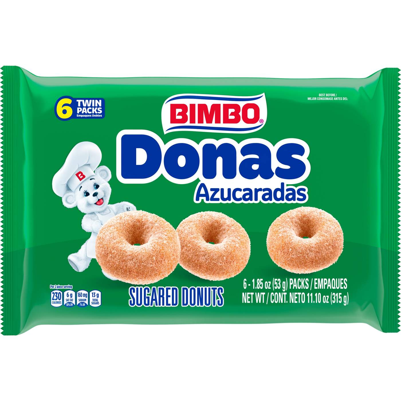 Bimbo Donas Azucaradas Sugared (Club Pack) Donuts, 6 twin packs; image 1 of 3