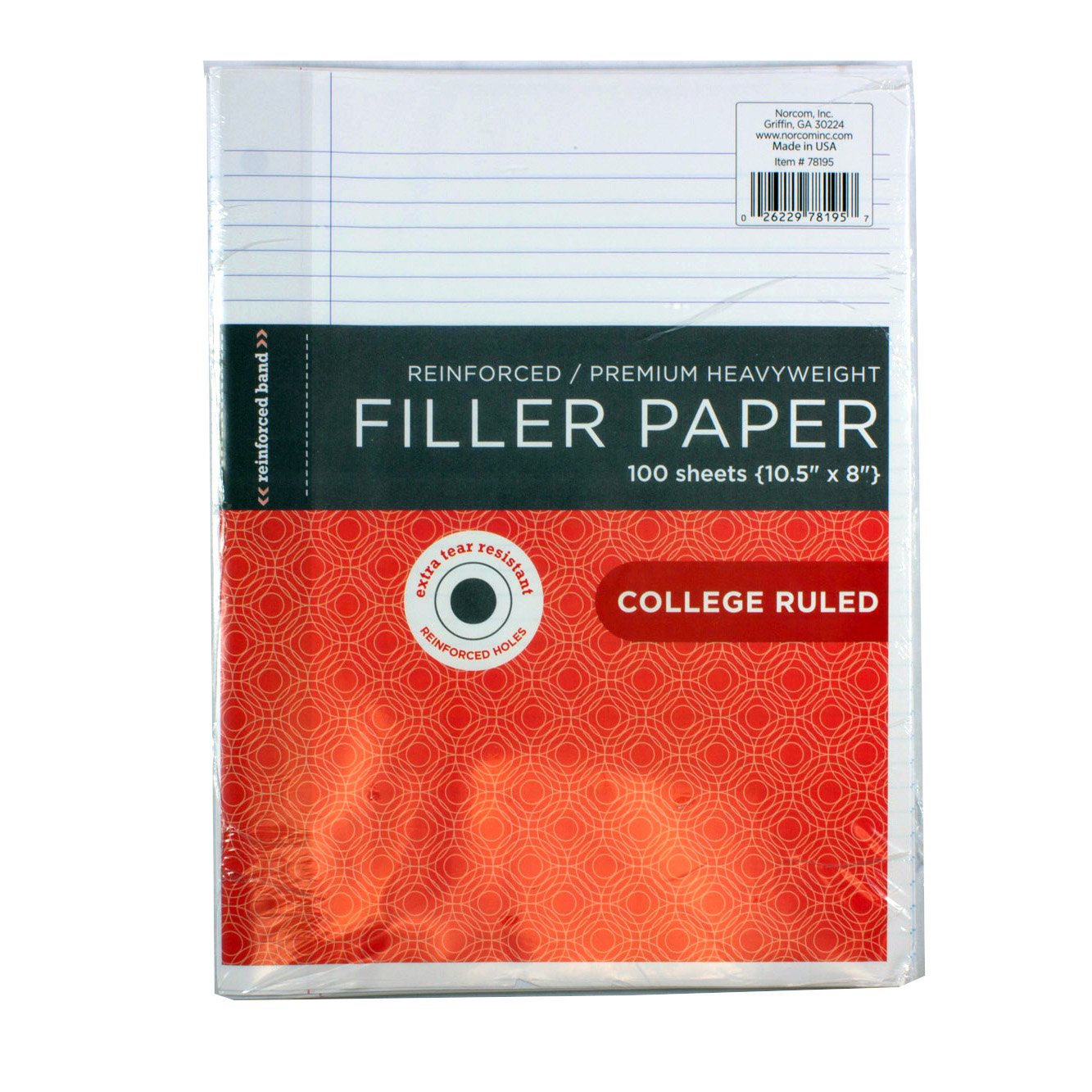 College Ruled 100 Sheet Reinforced Filler Paper Shop School