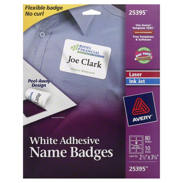 Avery Laser/Ink Jet White Adhesive Name Badges, 21/3" x 33/8" Shop Dividers & labels at HEB