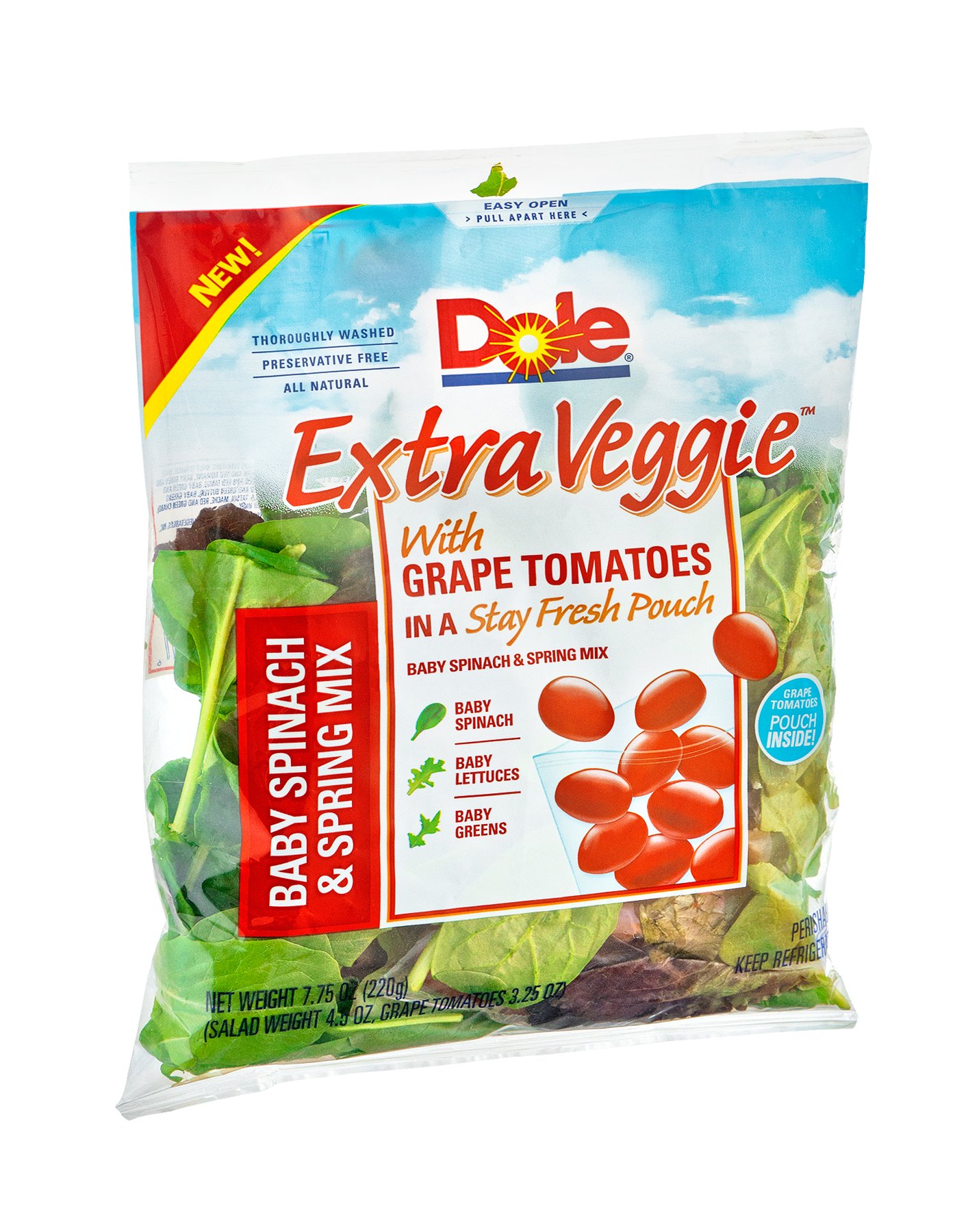 Dole Extra Veggie! Baby Spinach and Spring Mix with Grape Tomatoes