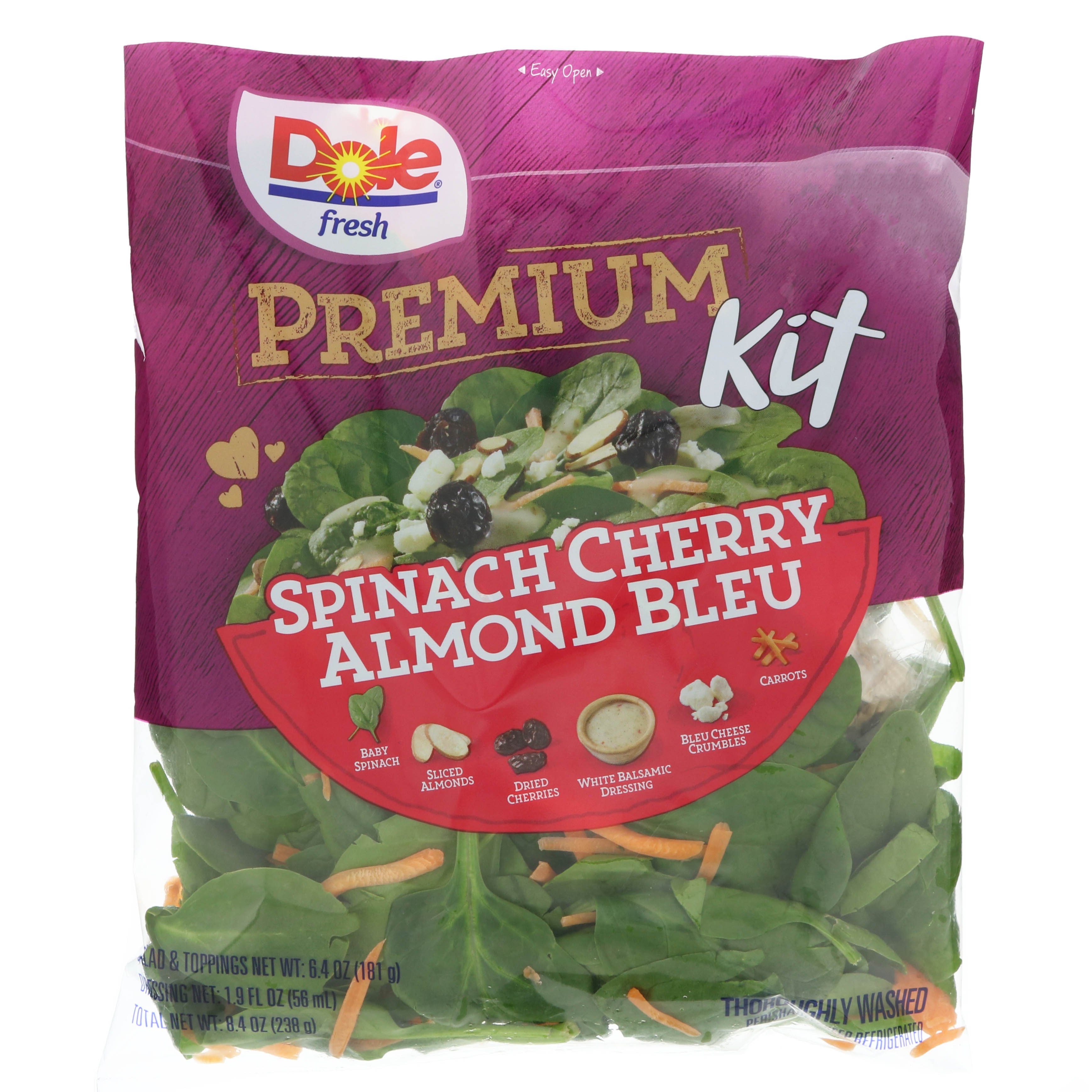 Dole Spinach Cherry Almond Bleu Salad Kit Shop Salads at HEB