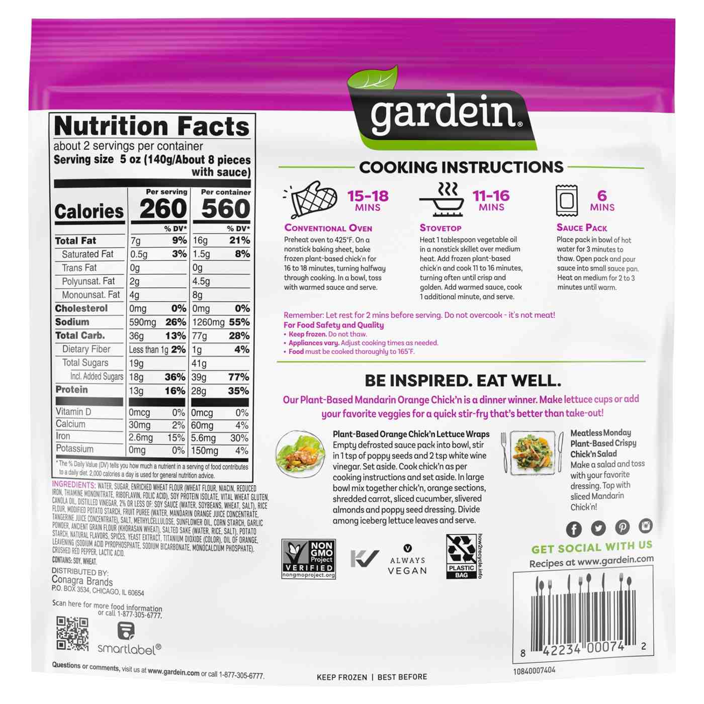 Gardein Vegan Frozen Mandarin Orange Crispy Plant-Based Chick'n; image 3 of 7