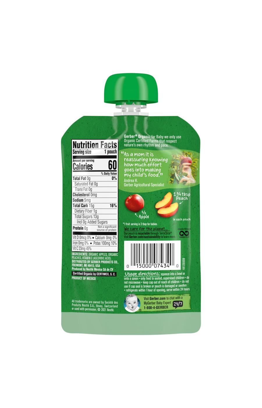 Gerber Organic for Baby Pouch - Apple Peach; image 7 of 8
