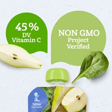 Gerber Stage 2 Baby Food Pouch - Organic Pear Spinach Puree