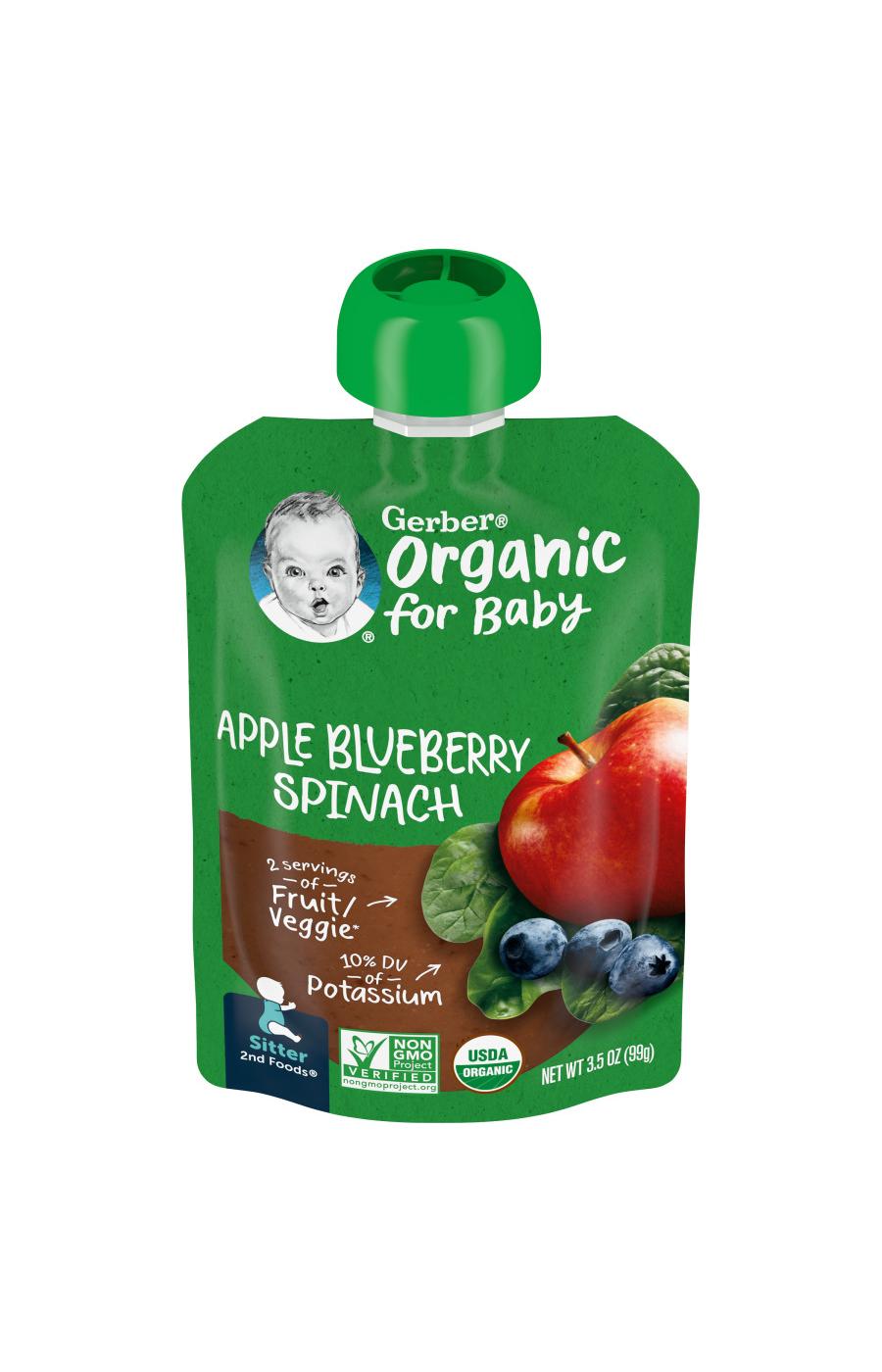 Gerber Organic for Baby Food Pouch - Apple Blueberry & Spinach; image 1 of 8