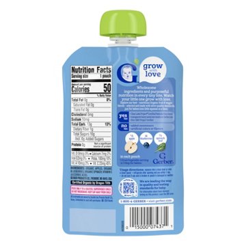 Gerber Stage 2 Baby Food Pouch - Organic Apple Blueberry Spinach Puree