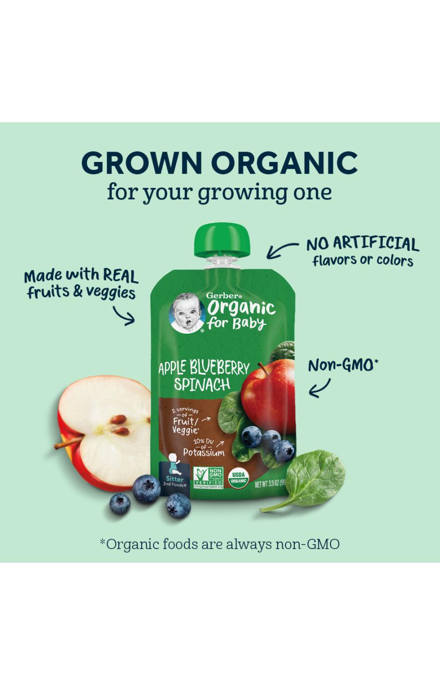 Gerber Organic for Baby Food Pouch - Apple Blueberry & Spinach; image 8 of 8