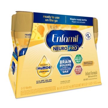 Enfamil NeuroPro Ready to Feed Baby Formula - Brain Building Duo DHA & MFGM, 8 oz Bottles, 6 ct