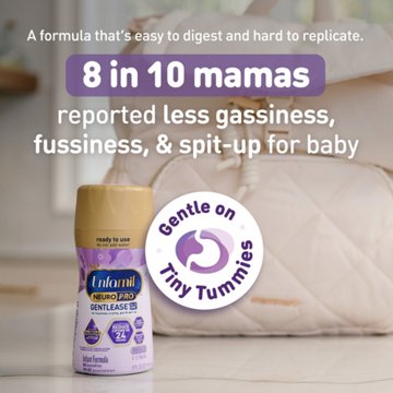 Enfamil NeuroPro Gentlease Ready-to-Feed Baby Formula for Easing Fussiness, Gas, Spit-up in 24 Hrs,  8 oz Bottles, 6 ct