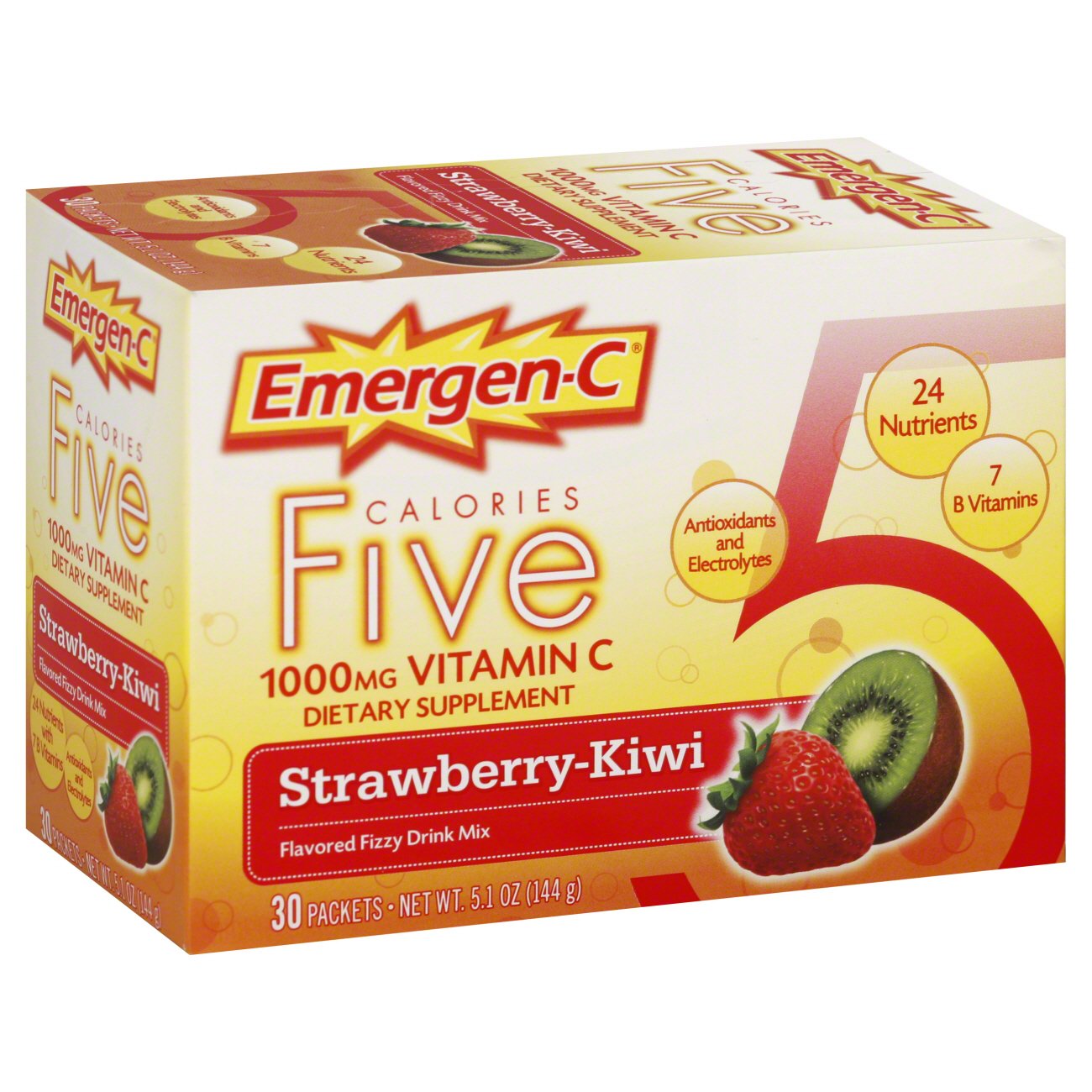EmergenC Five Calories StrawberryKiwi Flavored Fizzy Drink Mix
