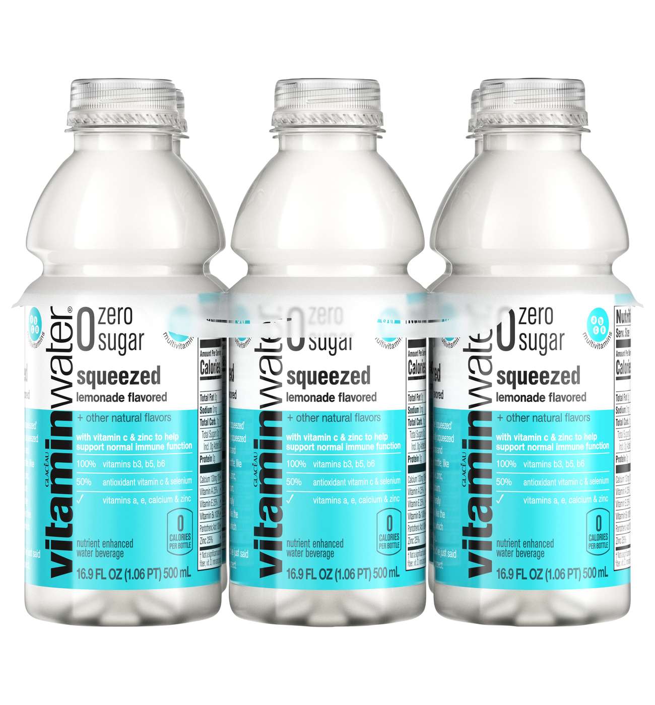 Glaceau Vitaminwater Zero Nutrient Enhanced Squeezed Lemonade Water Beverage 6 PK; image 1 of 2