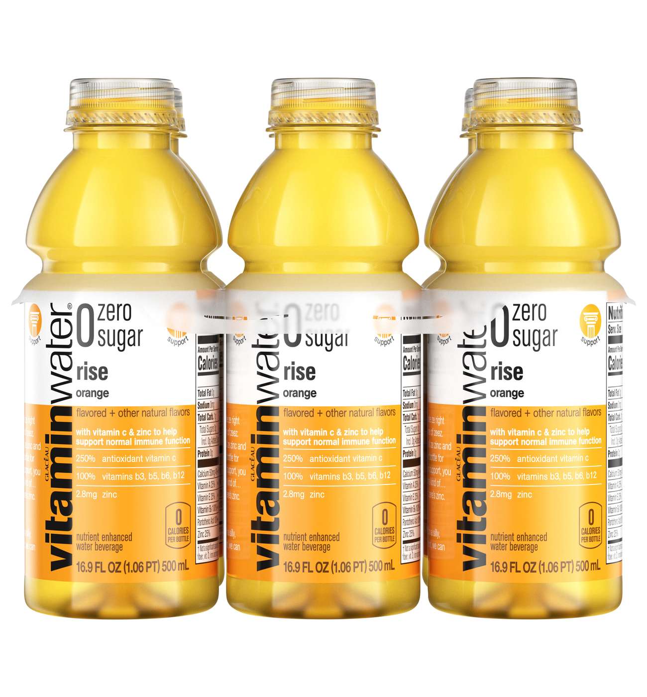 Glaceau Vitaminwater Zero Nutrient Enhanced Rise Orange Water Beverage 6 PK; image 1 of 2