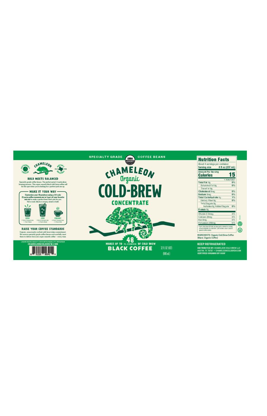 Chameleon Organic Cold Brew Concentrate Black Coffee; image 3 of 8