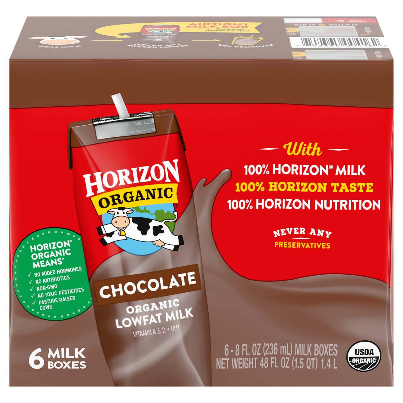 Horizon Organic Lowfat Organic Chocolate Milk 6 PK - Shop Milk At H-E-B