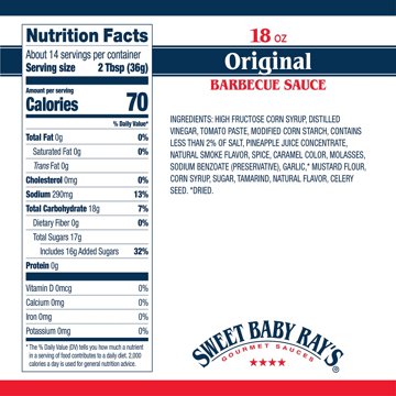 Sweet Baby Ray's Original Barbecue Sauce, 18 oz