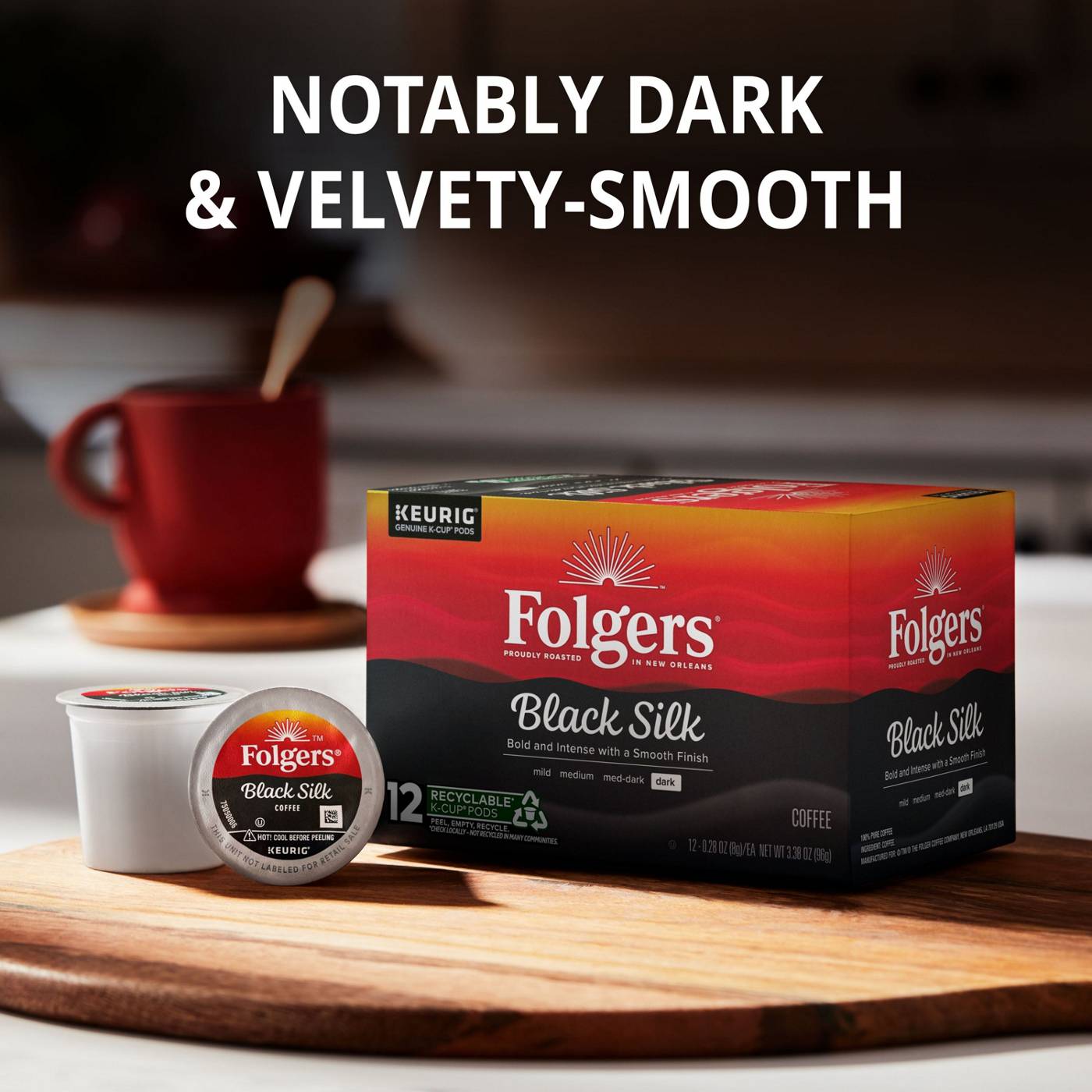 Folgers Black Silk Dark Roast Single Serve Coffee K Cups; image 4 of 9