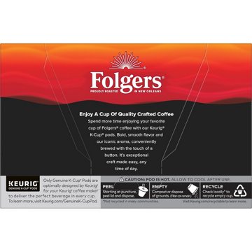 Folgers Black Silk Dark Roast Single Serve Coffee K Cups, 10 ct