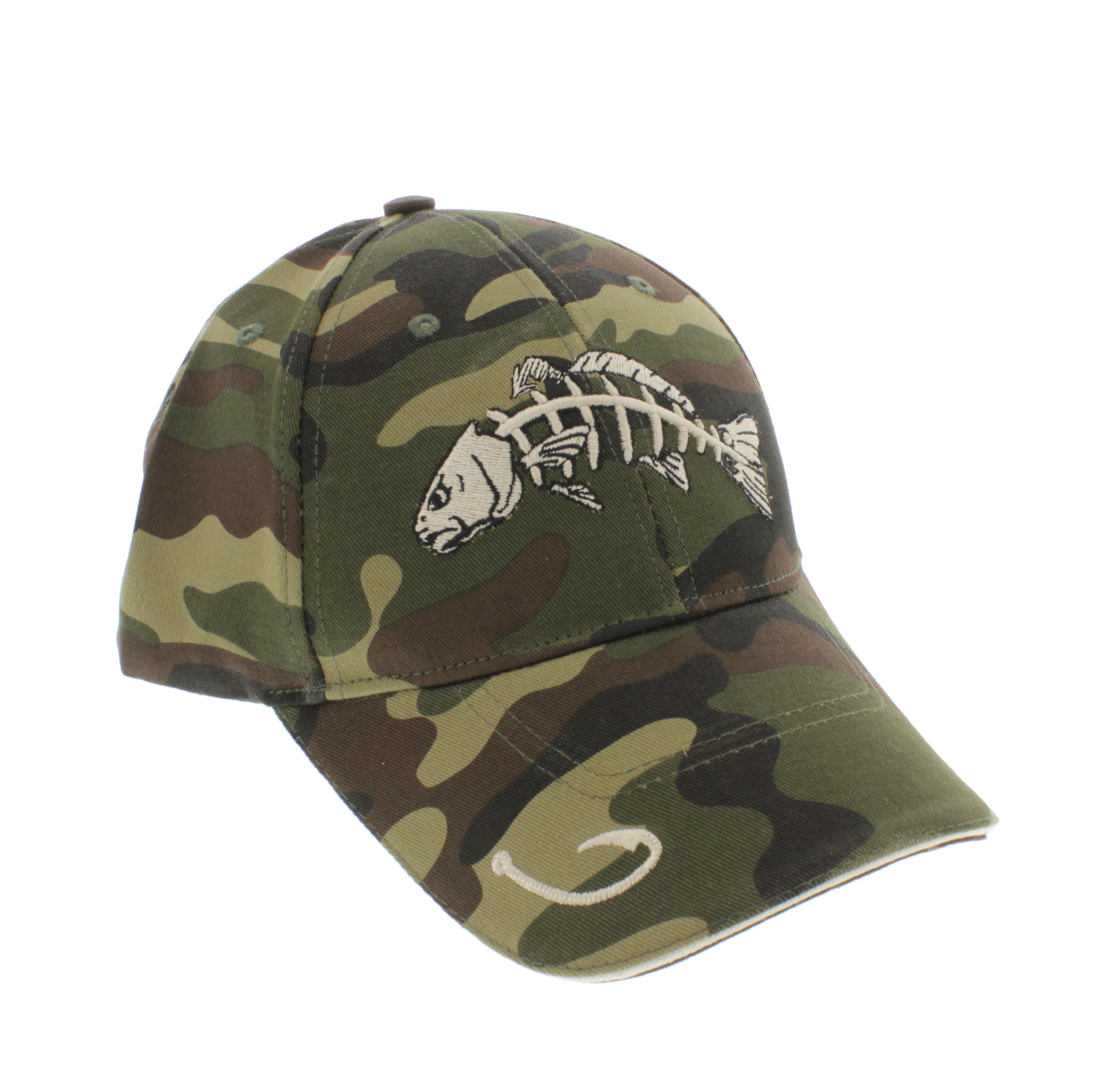 QICAT Embroidered Fish Bone Mens Caps Camouflage Hunting Fishing