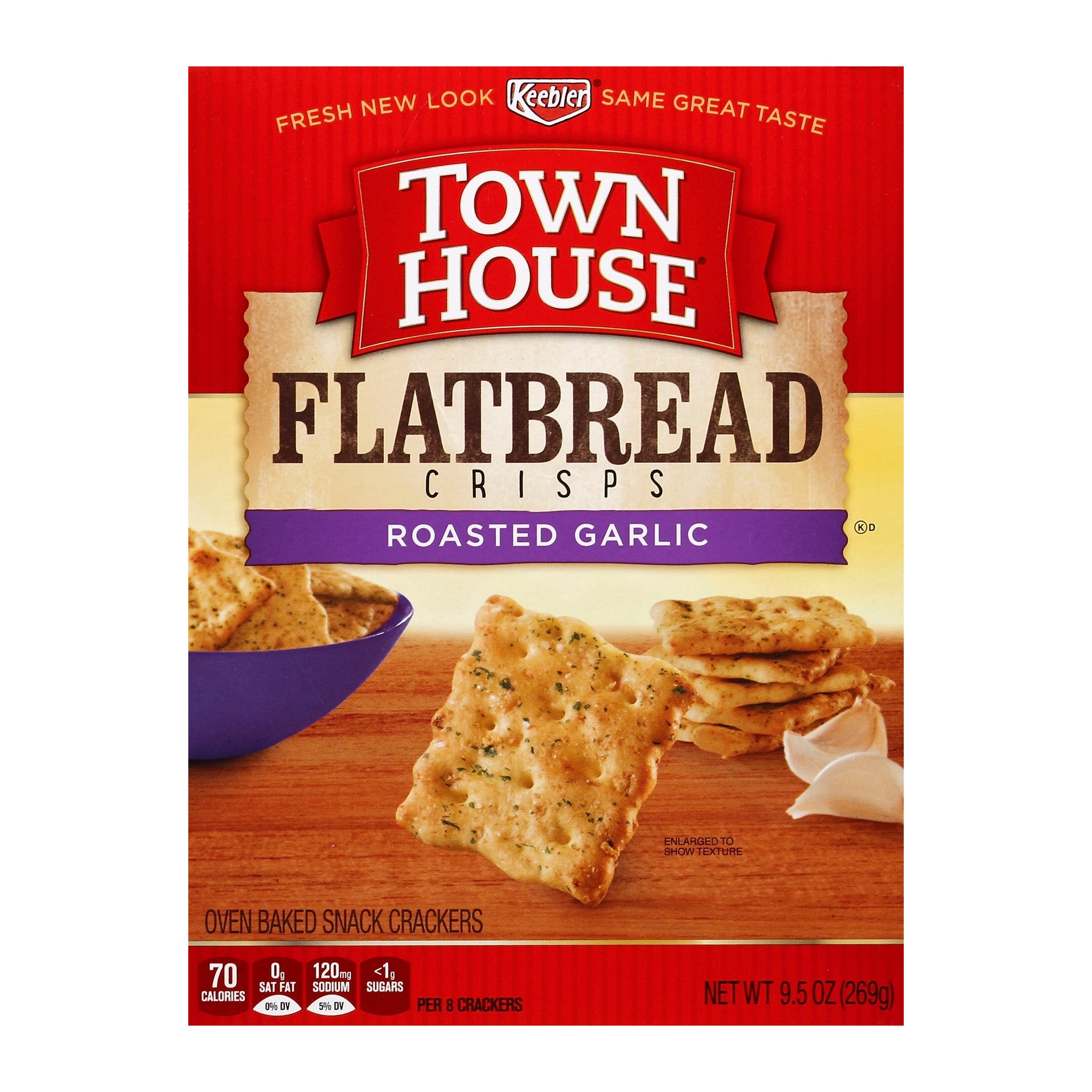 Keebler Town House Flatbread Crisps Roasted Garlic Crackers Shop   001564627 1