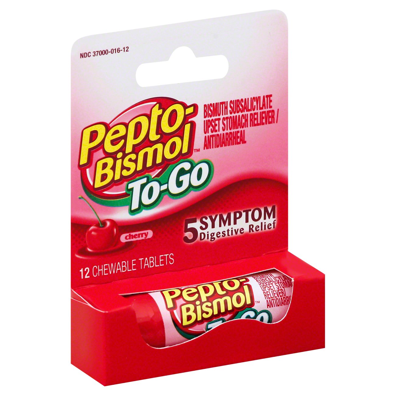 Pepto Bismol Travel Size Digestive Relief Chewable Tablets - Cherry, 12 ct