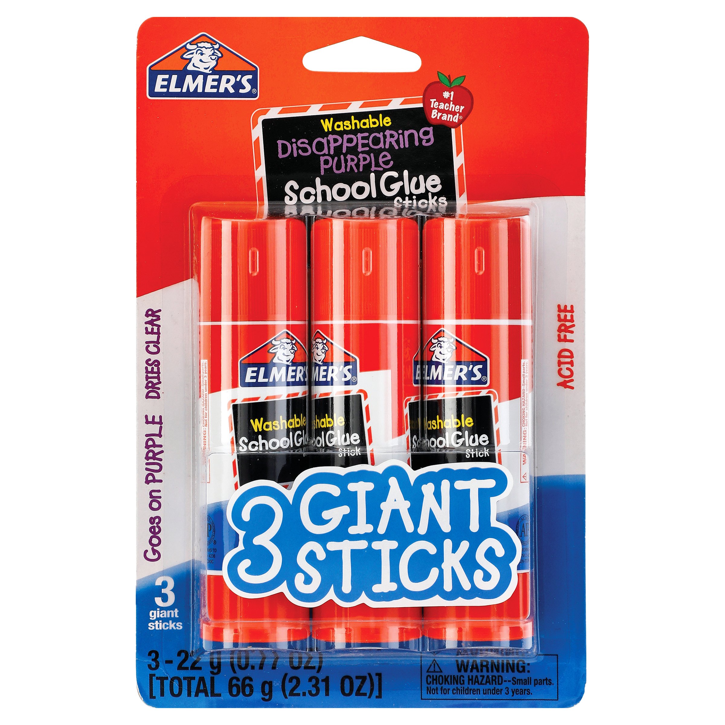 Elmers School Glue Sticks Washable Disappearing Purple Giant Stick - Each -  Safeway