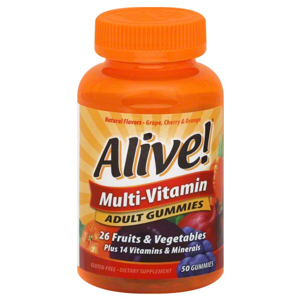 Nature's Way Alive! Multi-Vitamin Adult Gummies Grape Cherry & Orange ...