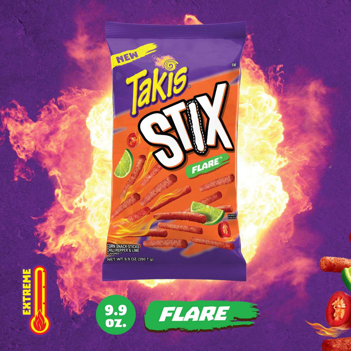 Takis Stix Flare Chili Pepper & Lime Corn Chips; image 8 of 8