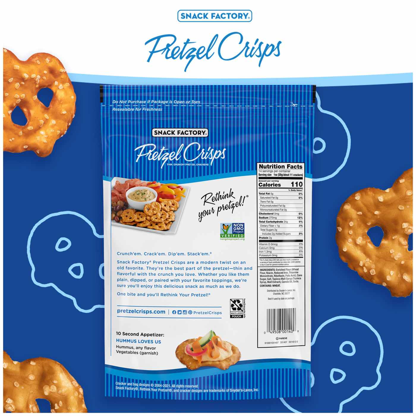 Snack Factory Original Pretzel Crisps - Party Size; image 5 of 9