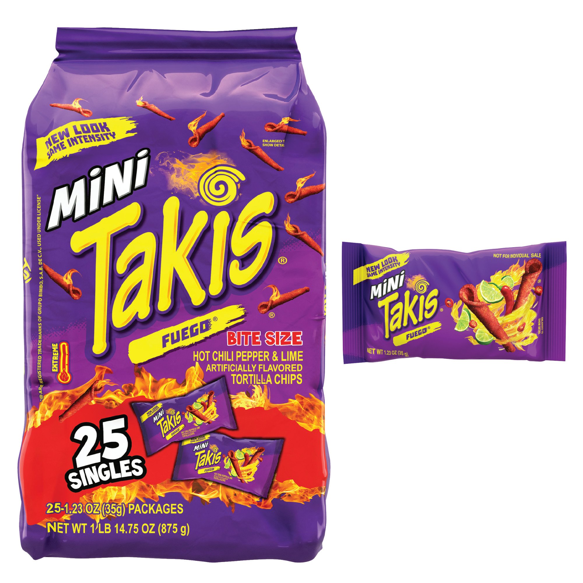 Takis Fuego Rolled Tortilla Chips, Hot Chili Pepper and Lime Artificially  Flavored, 4 Ounce Bag