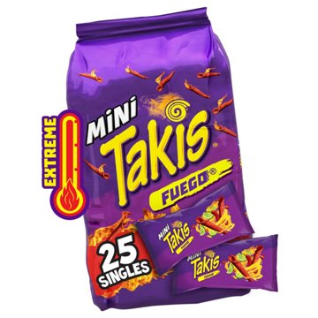Takis Fuego Mini Bite-Size Rolled Tortilla Chips Multipack, 25 ct