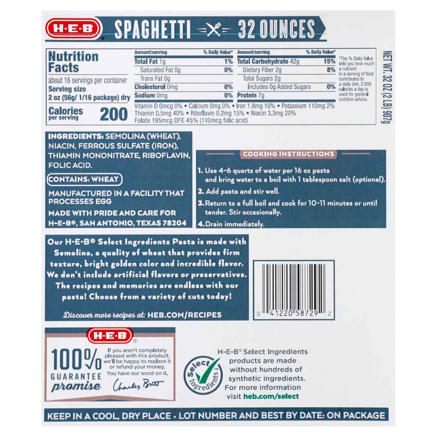 H-E-B Spaghetti Noodles; image 2 of 2