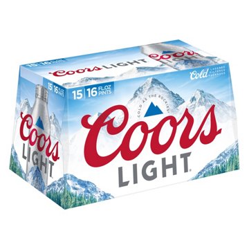 Coors Light Beer 15 pk Aluminum Bottles, 16 oz