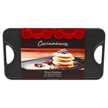 Cocinaware Pre-Seasoned Reversible Cast Iron Grill & Griddle, 18.5" x 10"